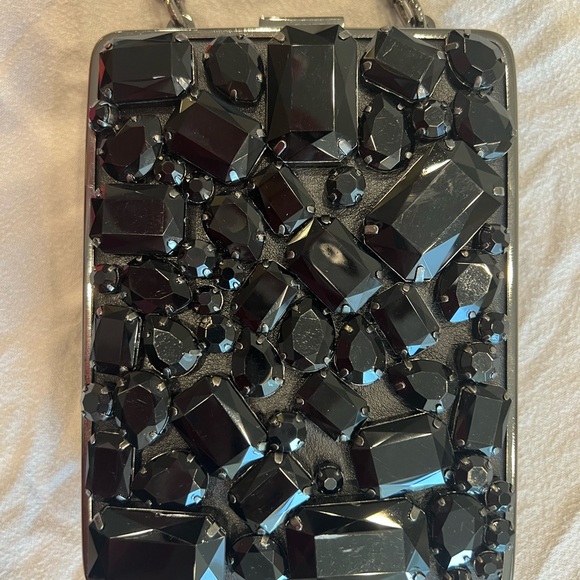 Tory Bursh Black Crystal Adele Hardshell Clutch - Picture 2 of 13